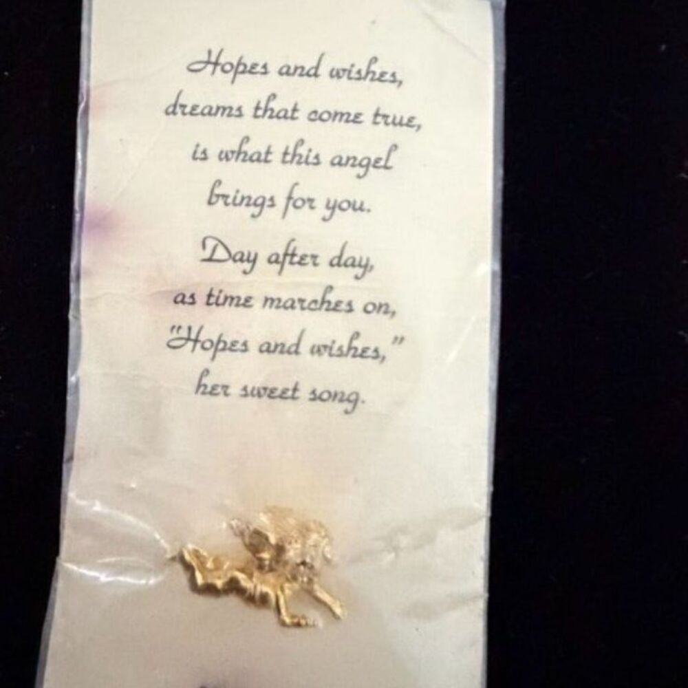 vtg hallmark "between you and Me" angel poem card with lapel pin